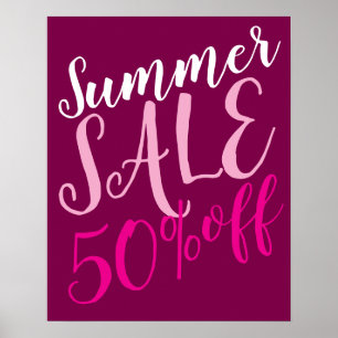 50% Ermäßigung Sign, Sommer Sale Sign, Boutique Poster