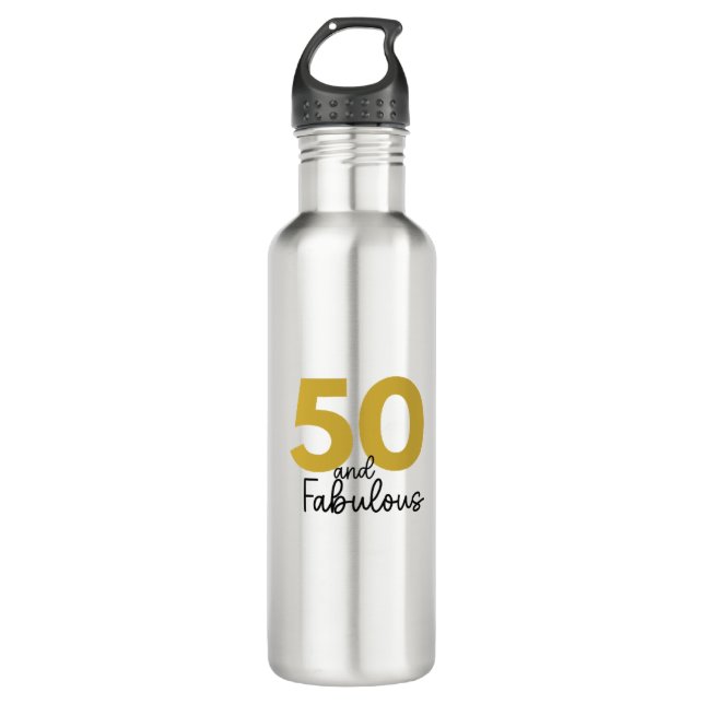 50 et fabuleuse bouteille d'eau noire et d'or (Devant)