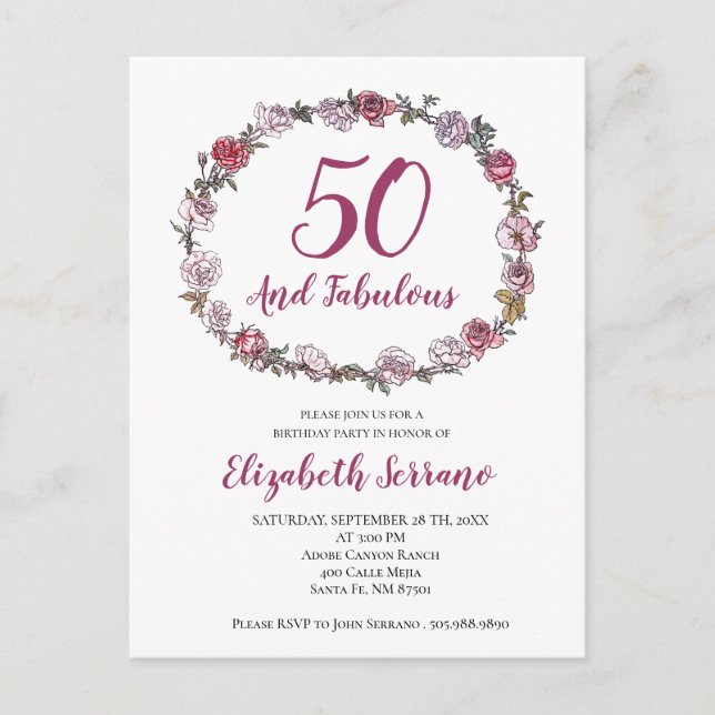 50 Et Fabuleuses Invitations De Fête D'Anniversair (Devant)