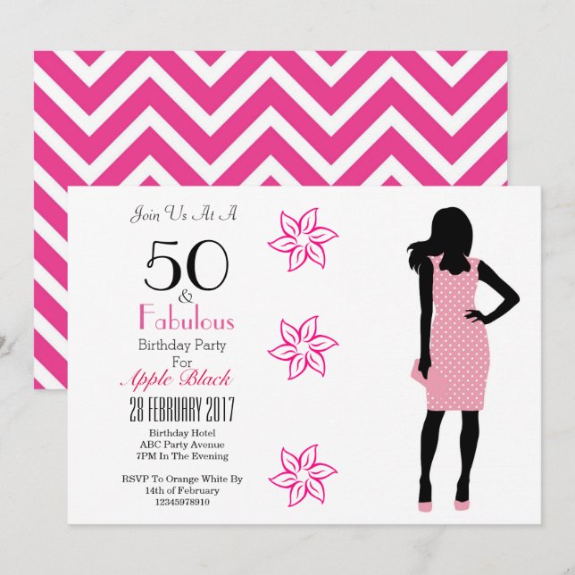 50 et fabuleux 50e anniversaire Invitation Chevron (Devant / Derrière)