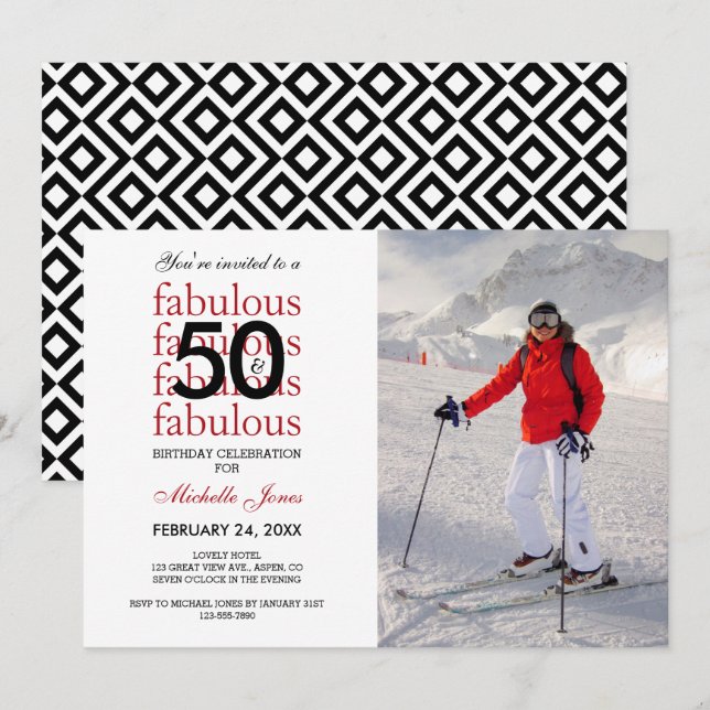 50 et fabuleux 50e anniversaire Invitation photo (Devant / Derrière)