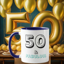 50 et fabuleux Anniversaire Blue Typography Mug