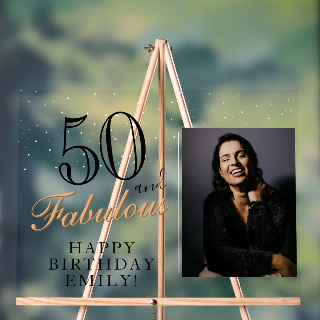 50 et fabuleux Elegant Black 50th Birthday Photo (Neutre)