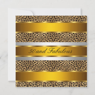 50 et fabuleux Leopard Gold Party Invitation