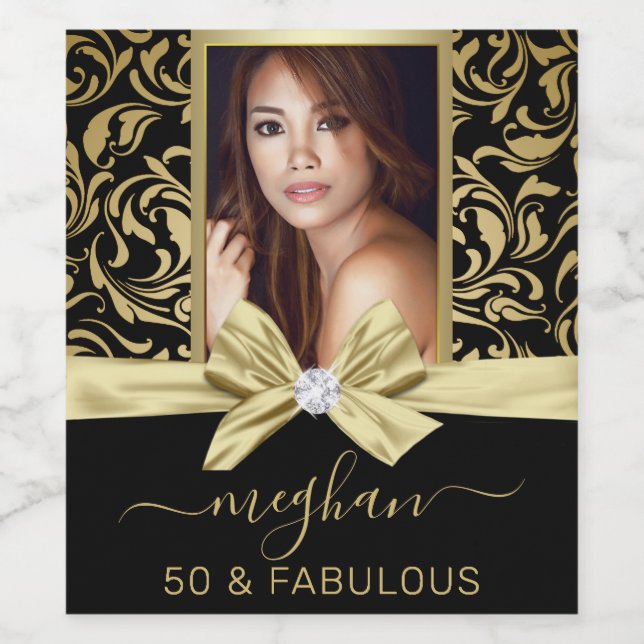 50 et fabuleux Photo Anniversaire Étiquette de bou (Étiquettes simples)