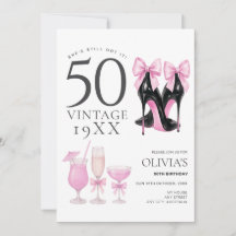 50 et fabuleux Pink Heels & Cocktails Invitation