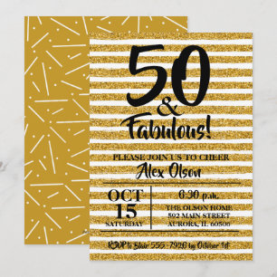50 et Fabulous Gold Parties scintillant Invitation