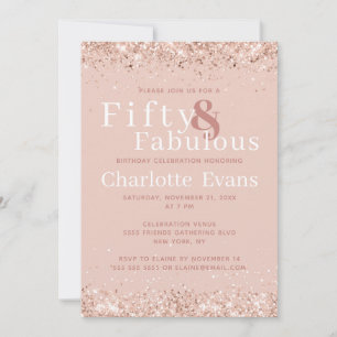 50 et Fabulous Parties scintillant rose Invitation