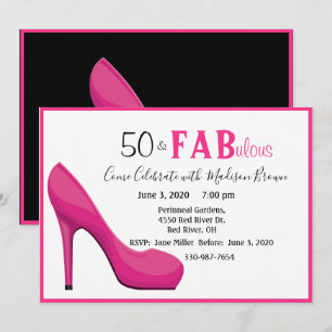 50 & Fab 50 und fabelhafte rosa High Heel Einladung