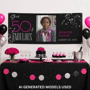 50 Fabelhaft Schwarze Pink Glam Funkelnde Geburtst Banner