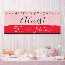50 fabelhafte Birthday Pink Red Modern Stripes