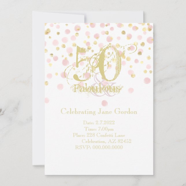 50 & fabelhafte Elegant zum Geburtstag Einladung (Vorderseite)