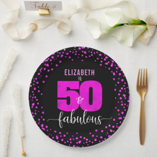 50. fabelhafte Geburtstag heiß rosa Glam Punkte sc Pappteller