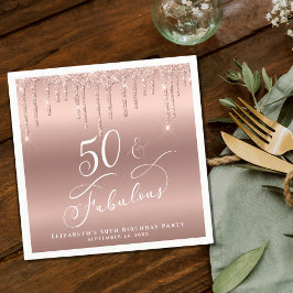 50 fabelhafte Glitzer Rose Gold Geburtstagsparty Serviette