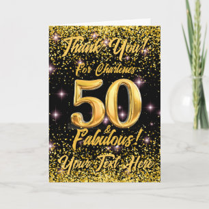 50 fabelhafte Gold Glitzer Pink Stars 50. Geburtst Dankeskarte