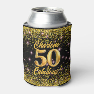 50 fabelhafte Gold Glitzer Pink Stars 50. Geburtst Dosenkühler