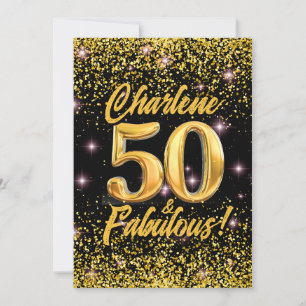 50 fabelhafte Gold Glitzer Pink Stars 50. Geburtst Einladung