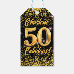 50 fabelhafte Gold Glitzer Pink Stars 50. Geburtst Geschenkanhänger