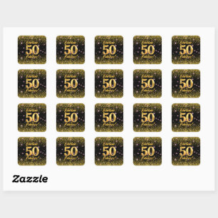 50 fabelhafte Gold Glitzer Pink Stars 50. Geburtst Quadratischer Aufkleber