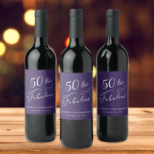 50 Fabelhafte Lila 50. Geburtstagsfeier Weinetikett