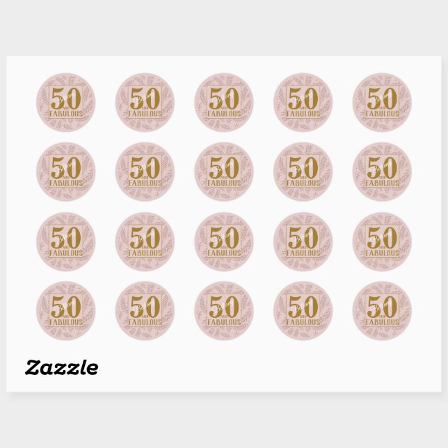 50 & fabelhafte rosa Glitzer- und Goldtypografie Runder Aufkleber (Blatt)