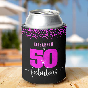 50. fabelhaftes Geburtstag heißen rosa Punkte schw Dosenkühler