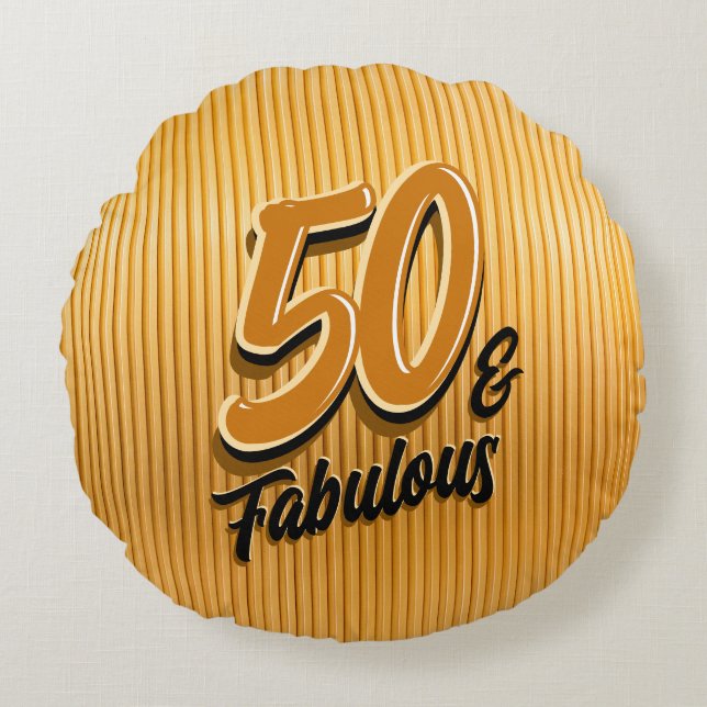 50 & fabelhaftes Gold Rundkissen Rundes Kissen (Vorderseite)