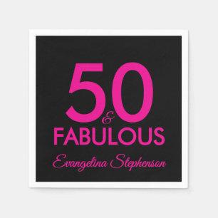 50 Fabelhaftes Modernes Schwarz Hot Pink 50. Gebur Serviette