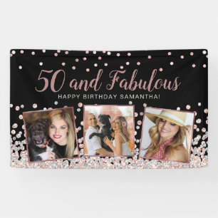 50 Fabelhaftes Roségold-Fotocollage 50. Geburtstag Banner