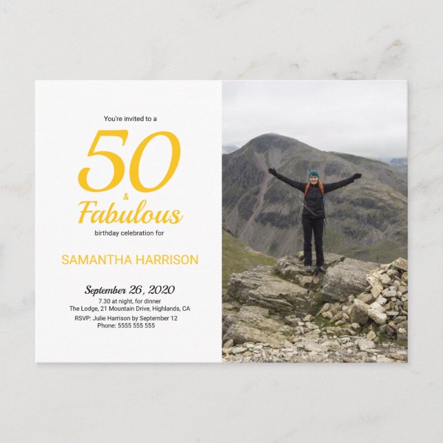 50 & Fabuleux Anniversaire Carte postale photo jau (Devant)