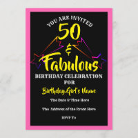 50 & Fabuleux Anniversaire Invitation de fête -