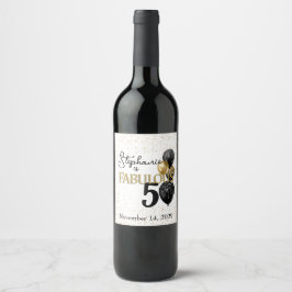 50 & Fabuleux Black Gold Glam Vin Étiquette