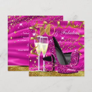 50 Fabuleux Parties scintillant rose or Invitation