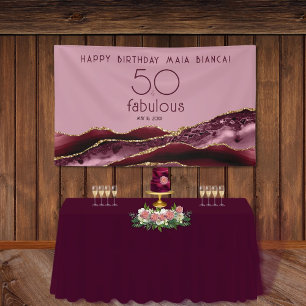 50 & Fabulos Bordeaux-Rosa 50. Geburtstag  Banner