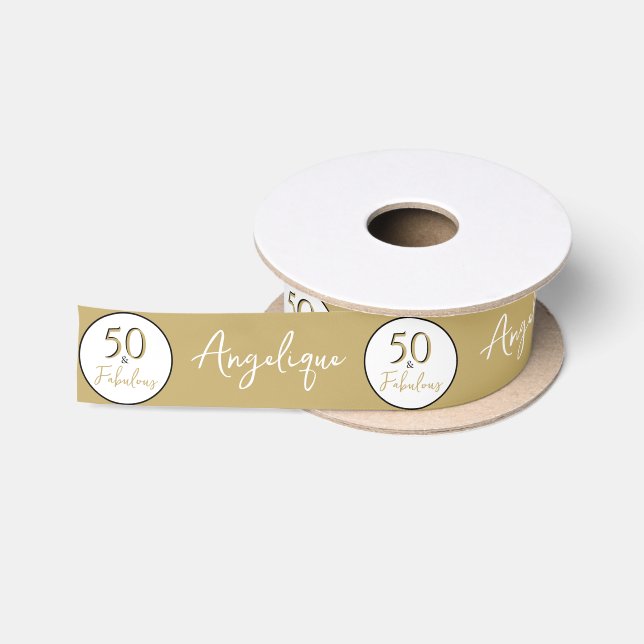50 & Fabulous 50. Geburtstag Individuelle Name Gol Satinband (Spule)