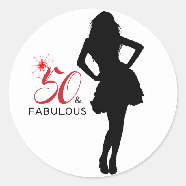 50 & FABULOUS 50. Geburtstagsgeschenkaufkleber Runder Aufkleber (Vorderseite)
