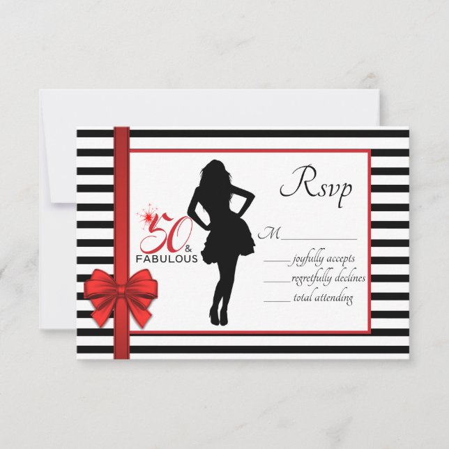 50 & FABULOUS 50. Geburtstagskarte RSVP Karte (Vorderseite)