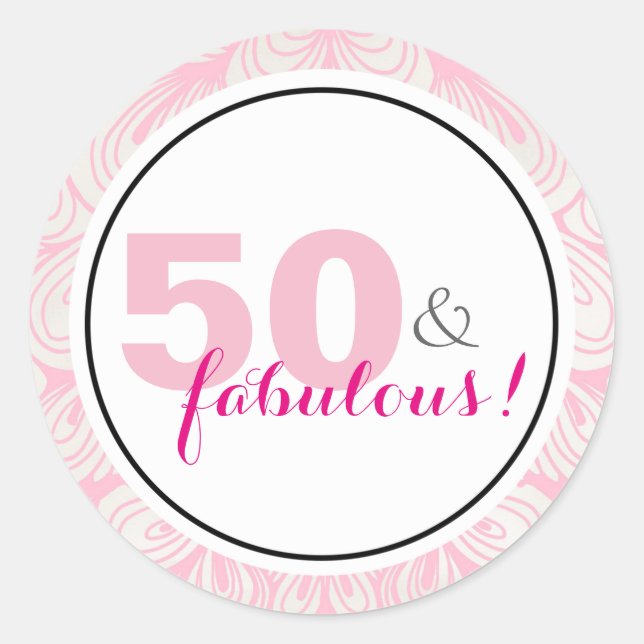 50 & Fabulous 50. Geburtstagskleber Runder Aufkleber (Vorderseite)