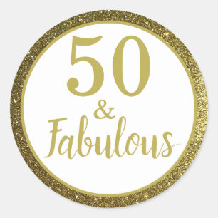 50 & Fabulous 50. Geburtstagsparty Runder Aufkleber