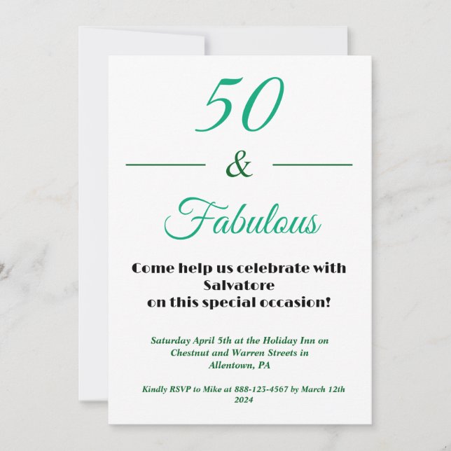  50 & Fabulous 50th  Birthday Invitation (Devant)