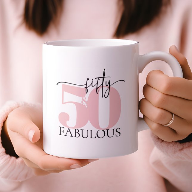 "50 & Fabulous" Anniversaire de Mug rose et noir (Créateur téléchargé)