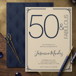 50 & Fabulous Art Deco Elegante Geometrische Gebur Einladung