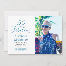 50 Fabulous Beach Blue Modern Foto Typografie Einladung