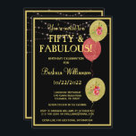 50 & Fabulous Birthday Black Gold Einladung<br><div class="desc">Spaß und charmante 50 und fabelhafte Geburtstagsfeier Einladung. Es beinhaltet die Glitzer Ballons und funkelnde Lichter als die zusätzlichen Touchs und es gibt viel zu personalisieren, um für Ihre eigene Veranstaltung geeignet zu machen. Alle Design-Fragen, senden Sie einfach eine E-Mail an charmdesignstudio@rcn.com und wir freuen uns, Ihnen zu helfen. Es...</div>