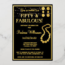 50 & Fabulous Birthday Black REAL Gold