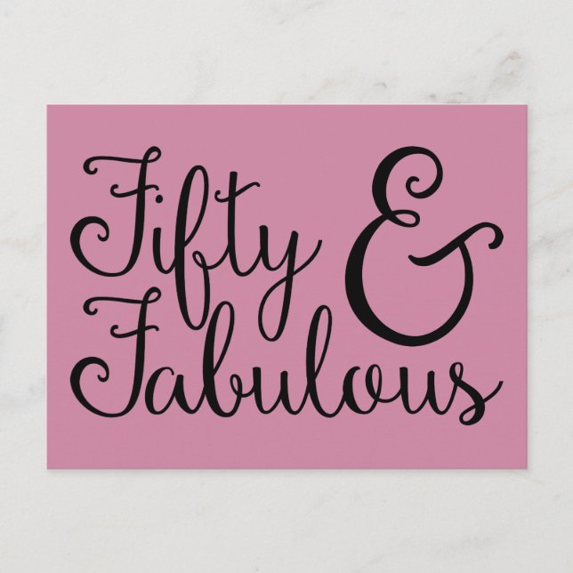 50 & Fabulous Birthday, Black Typografy (48) Postkarte (Vorderseite)