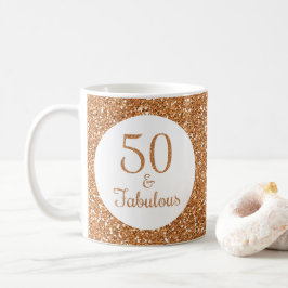 50 & Fabulous Birthday Funkelnd Gold Glitzer Kaffeetasse