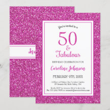 50 & Fabulous Birthday Funkelnd Pink Glitzer