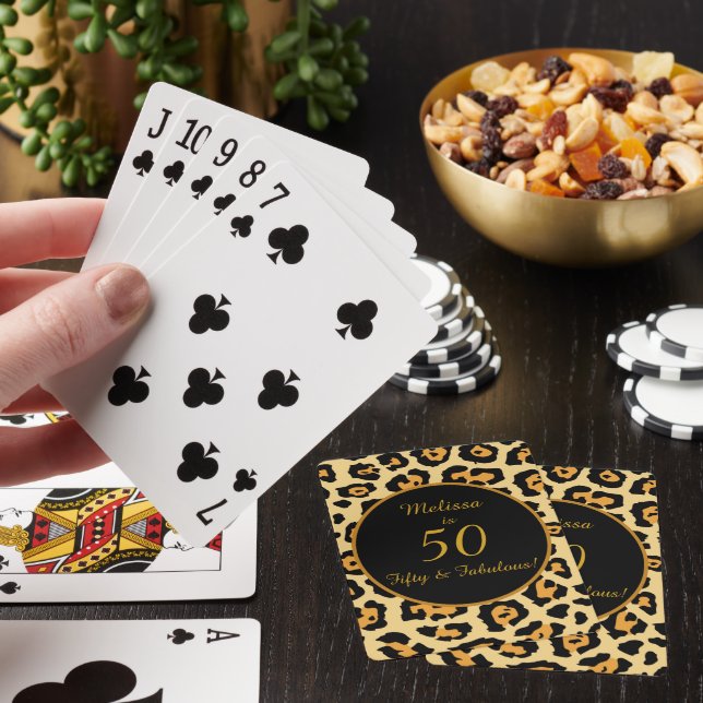 50 Fabulous Birthday Leopard Print  Spielkarten (In Situ)