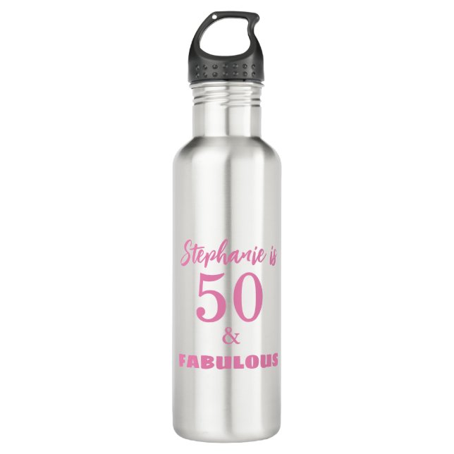 50 Fabulous Birthday Name Monogram Gift Favor 2025 Edelstahlflasche (Vorderseite)